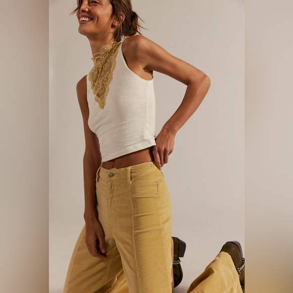 NWT Free People We The Free Libre Cord Wide-Leg Jeans in Fall Leaf - Picture 2 of 7